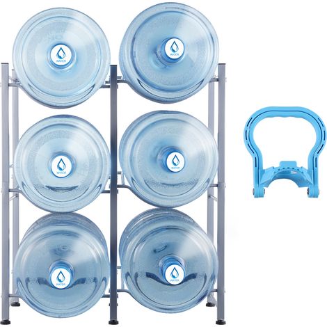 Mophorn Portabottiglie in Ferro a 3 Livelli per Acqua in Bottiglia per 6 Bottiglie, Portabottiglie 18,9L Doppio Livello Portabottiglie per 3 Bottiglie, Portabottiglie per Cucina Ufficio Soggiorno Nero (1/5)