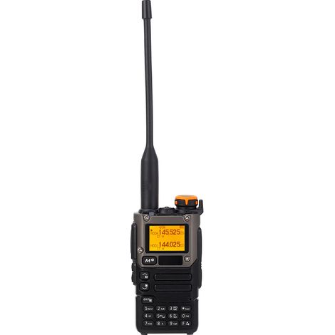 Radio bidirectionnelle UHF/VHF/AM/FM, 200 canaux, 4 W, batterie 1600 mAh, portable, idéale pour le camping, la randonnée et le travail en extérieur (prise européenne 110-240 V). (1/5)