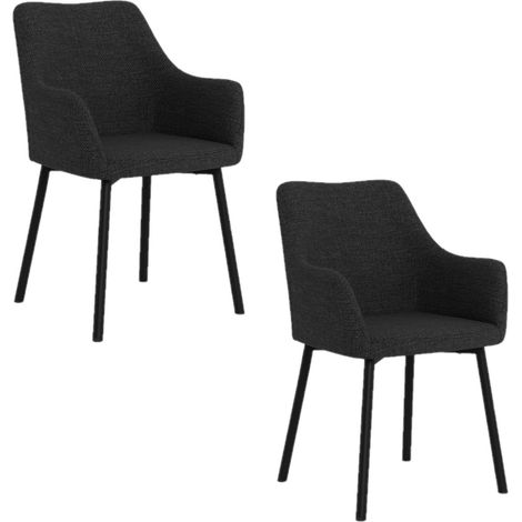 Lot de 2 chaises avec accoudoirs en tissu et acier LIZZY (1/5)
