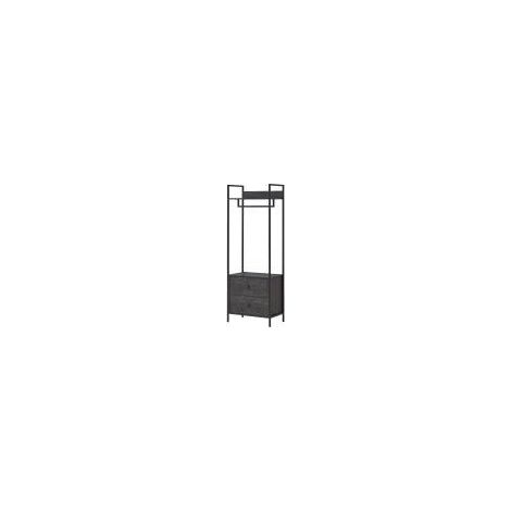 Open Wardrobe With 2 Drawers & Shelves with Metal Outer Frame – Black (1/5)