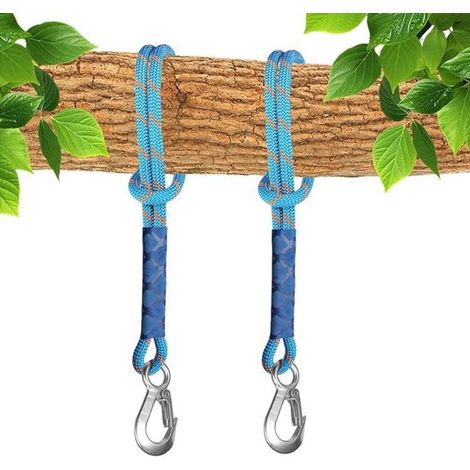 Ensemble de fixation pour balançoire d'arbre en 2 pièces, sangle de hamac de 60 cm, sangle de suspension, sangle de connexion, corde de suspension, sangle de balançoire d'arbre avec mousqueton, access (1/5)
