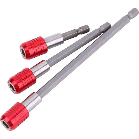 Ensemble de 3 porte-embouts de tournevis, en acier inoxydable rouge, avec tiges hexagonales de 1/4 de pouce, disponibles en longueurs de 60/100/150 mm, adaptés aux tournevis électriques. (1/5)