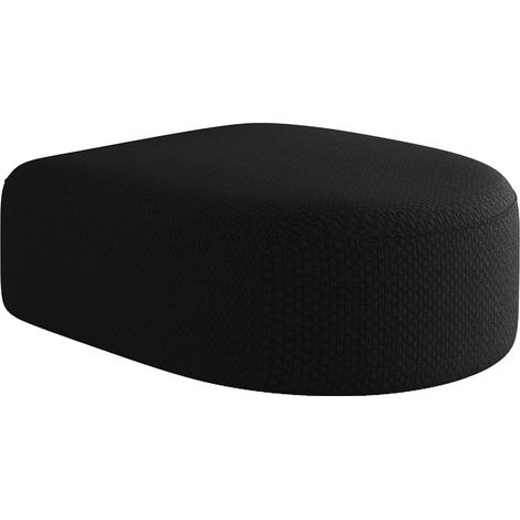 Puf Reposapiés, Líneas Fluidas y Asiento Cómodo, Sin Montaje, para Salón y Dormitorio, Tela, Negro (1/5)