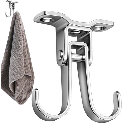 Crochet porte-serviette mural inox, pour serviette/peignoir (1/5)