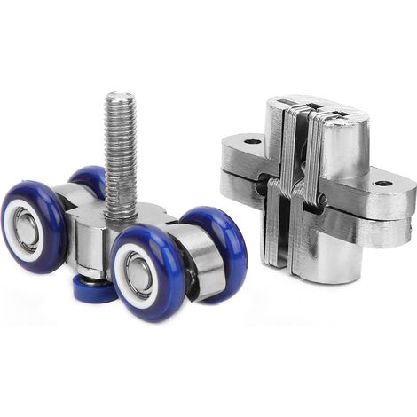 Roulette silencieuse suspendue en acier inoxydable pour portes coulissantes en bois et verre, outil de quincaillerie pour meubles (1/5)