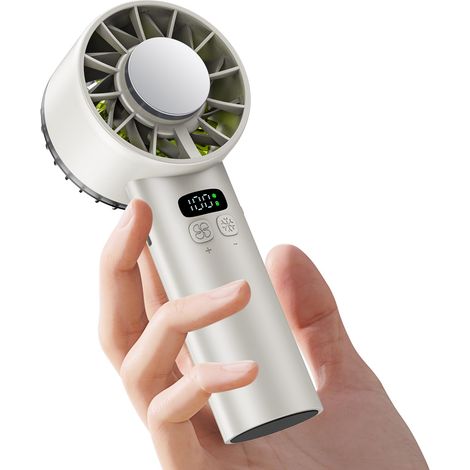 Ventilateur à glace portable, écran numérique, batterie rechargeable 5200 mAh, 100 vitesses, mini ventilateur souffle d'air froid avec affichage numérique, ventilateurs à main pour (1/5)