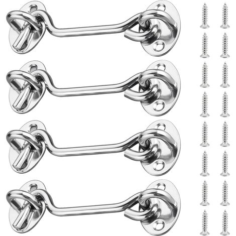 4 Serrure à Crochet de Porte en Acier Inoxydable, Serrure à Crochet de Porte à Crochet, Loquet de Porte à Œil de Crochet de Cabine, pour Porte