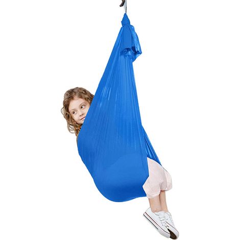 Hamac élastique pour enfants, intérieur/extérieur, balançoire sensorielle, hamac de yoga et de fitness à domicile, bleu foncé