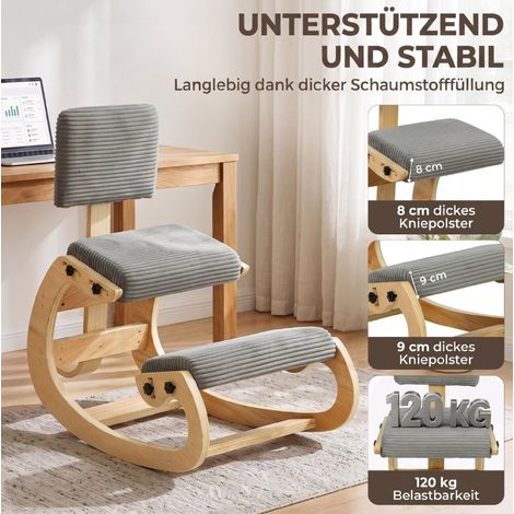Silla ergonómica de rodillas con respaldo 98x54x86 cm tela gris oscuro - CHICFURN (1/5)