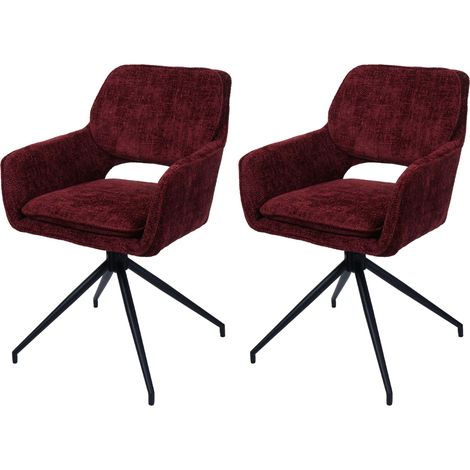 Lot de 2 chaises de salle à manger HWC-N74, chaise de cuisine, pivotante Auto-Return, tissu chenille (490g/m²) Öko-Tex (1/2)