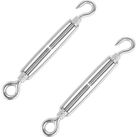 Cable Tensioner, Steel Cable Tensioner, Stainless Steel Tensioner, Tensioner Cable, Tensioner Hook And Eye Stainless Steel, 304 Stainless Steel, Tensioner Wire Tensioner, Wire Tensioner (M8, 2 Pieces) (1/5)