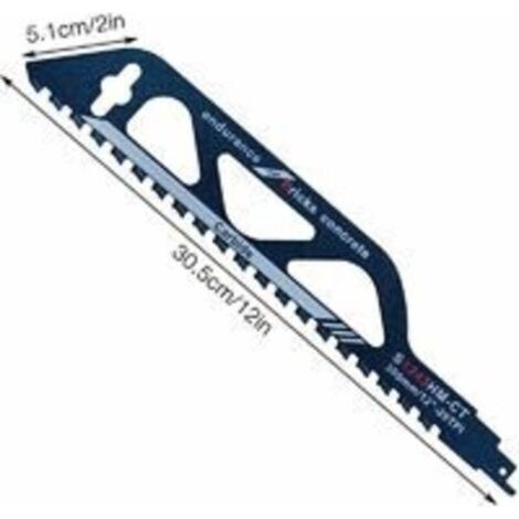 Lame de scie sabre Lame de Scie Sabre,Lame de Scie Sabre Expert au Carbure de Tungstène pour Métal,Bois,Pierre,Accessoires de Scie Sabre pour Béton Cellulaire,Brique,Béton (305 mm (S1243HM)) (1/4)