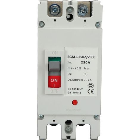 Disjoncteur bipolaire 250A 500V CC – Protection contre courts-circuits – Installation verticale – Compatible systèmes photovoltaïques (1/5)