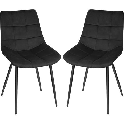 Esszimmerstühle 2er set Polsterstuhl mit Metallbeine, Samt Stuhl für Esszimmer, Küche Schwarz (1/5)