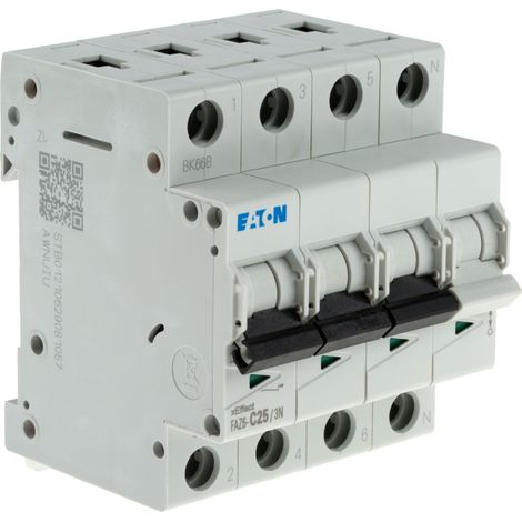 Disjoncteur modulaire 25A 3Np courbe C 6kA 000239175 EATON FAZ6 C25/3N