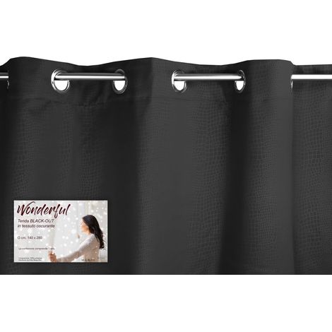 TENDA WONDERFUL in tinta unita NERO CM. 140X280 BLACK OUT confezionata (1/5)