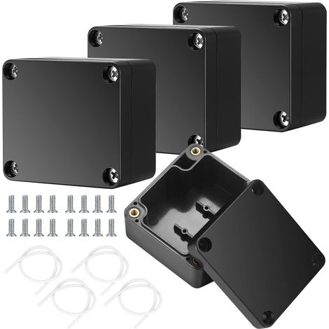 Boîtier Électronique Étanche IP65 - Boîtier de Raccordement Électrique - 63 x 58 x 35 mm - ABS Noir - 4 Pièces