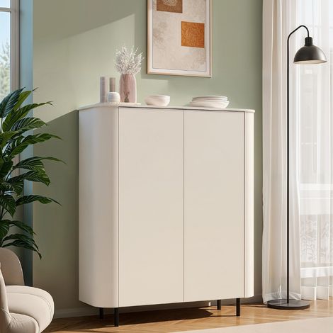 Argentier-bar arrondi 2 portes beige cachemire OLGA (1/5)