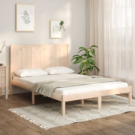Bed Frame without Mattress 150x200 cm Solid Wood Pine vidaXL (1/5)