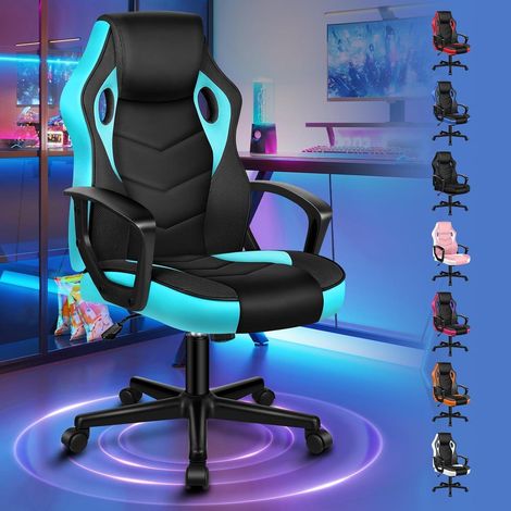 Gaming Stuhl PC Rennstuhl Drehbar PU Leder Mega - Cyan Serie Mega (1/5)