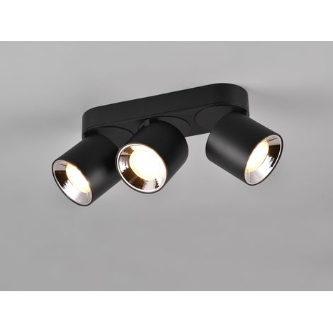 LED Deckenstrahler Schwarz 3 Spots schwenkbar dimmbar, Breite 27cm (1/5)