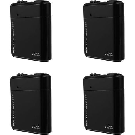 4pièces Noir 4X AA Batterie Chargeur D'Alimentation Portable D'Urgence USB pour Telephone Cellulaire (1/5)
