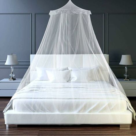 YMYNY Moustiquaire, Moustiquaire de lit Grand Moustiquaire en Polyester pour Lits Simples et Doubles, 1pcs Arceaux,Moustiquaire Baldaquin Intérieur et Extérieur - Blanc (1/4)