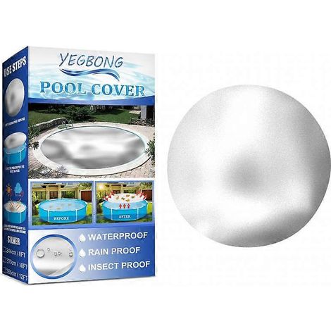 1 couverture de piscine ronde, couverture de rétention de chaleur, couverture extérieure à bulles, isolation thermique et anti-poussière