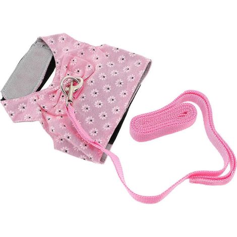 Arnés tipo chaleco para conejos con correa, color rosa. (1/5)