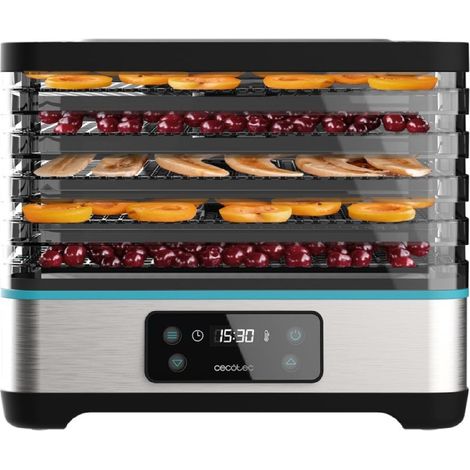 Cecotec Deshidratador de Alimentos VitaDry Pro. 300 W, Deshidratadora de Frutas con 5 Bandejas Altura Regulable, Pantalla Digital, Temporizador 30 min a 48 hs, Temperatura 35º-70º, Inox
