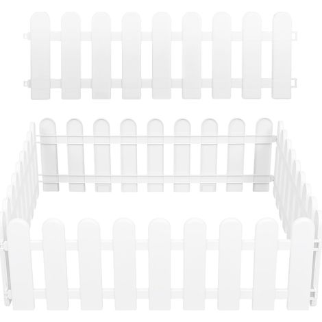 8 Stück Kunststoff Zaun Weiß Dekorativer Gartenzaun 50x16cm