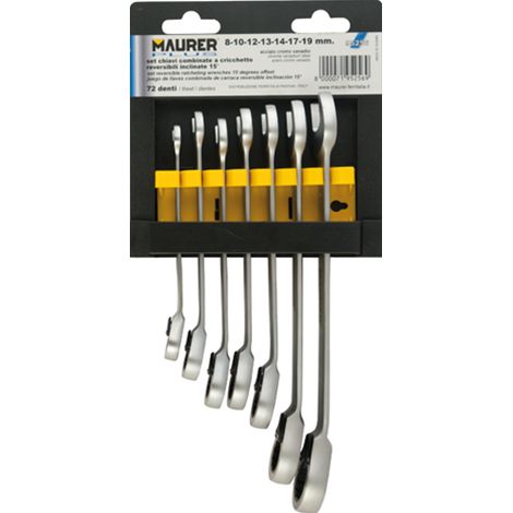 Chiavi Combinate Cricchetto Sr. 7 Pz. Maurer Plus Placchetta