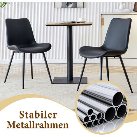 Ensemble table ronde 100 cm avec 4 chaises en PU noir et plateau en MDF style bois noir (1/5)