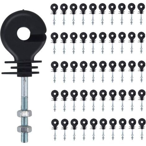 Isolateurs à Visser,50 Pièces isolateur Cloture Electrique Clous d'isolation de clôture électronique Isolateur de Poteau de clôture,Accessoires de clôture électronique,pour Poteau en Bois