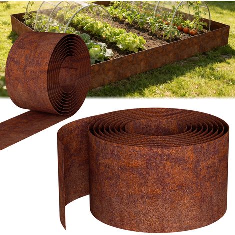 TolleTour Bordo per prato in acciaio zincato 5 m, bordura flessibile per giardino alta 15 cm, marcatore per aiuola, rame (1/5)