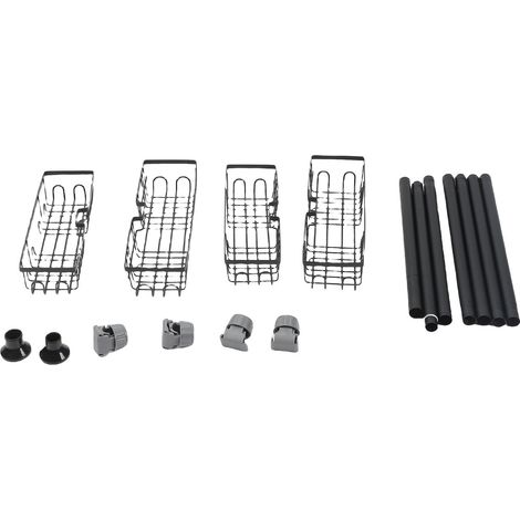 Étagère douche coin 4 niveaux poteau tension réglable – Organisateur salle bain étagères inox baignoire évier noir (1/4)
