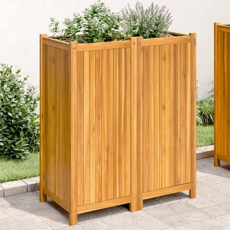 Pflanzkübel mit Einlage 84x42x100 cm Massivholz Akazie