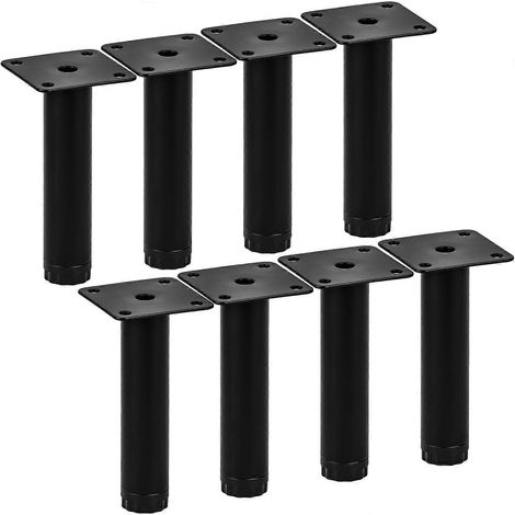 Verstellbare Schrankfüße, 10 cm (4 Zoll), 8er-Pack, runde, goldfarbene, robuste Metallmöbelfüße, DIY-Ersatzfüße für Sofa, Tisch und Schrank – 8er-Pack, 10 cm (4 Zoll), Schwarz
