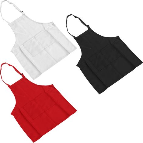 3Pièces Tabliers Enfants Cuisine Bricolage avec Poches Garçons Filles 3‑6 Ans Blanc Rouge Noir Taille M Longueur 56cm (1/5)