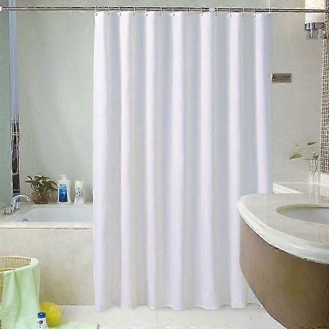 Rideau de douche 120 x 180 cm, en tissu blanc, imperméable et anti-moisissure, lavable en machine, Édition 0120 (1/5)