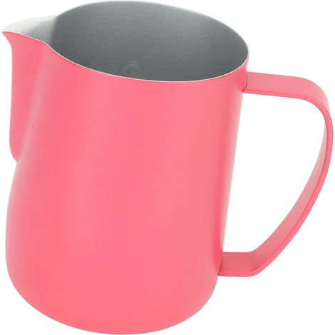 Pichet à lait 600 ml, pichet à café mousseur, pichet à lait en acier inoxydable, pichet à lait décoratif, tasse à lait à ouverture pointue, rouge cerise (1/5)