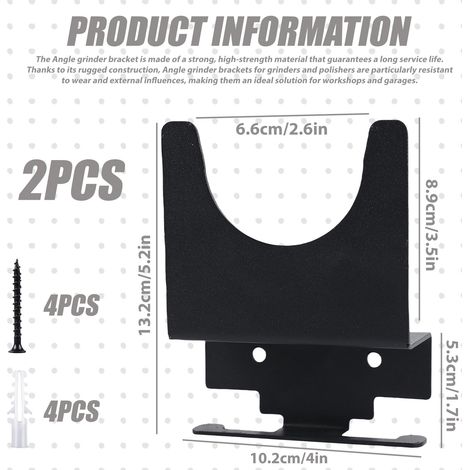 Set di 2 supporti per smerigliatrice angolare: supporto per smerigliatrice angolare, portautensili da parete, organizer per smerigliatrice, taglierina, lucidatrice, montaggio a parete (1/4)