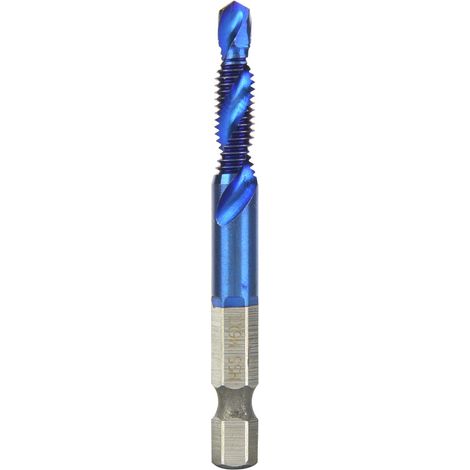 Mèche à tarauder HSS acier rapide bleu, queue hexagonale 6,35mm, foret combiné M6 (1/5)