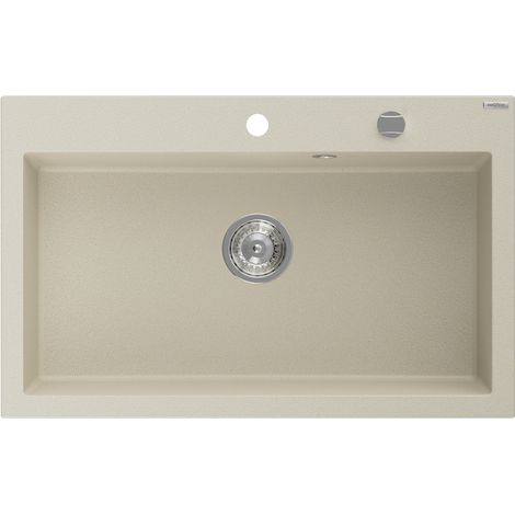 Mexen Elix évier en granit 1-bac 800 x 500 mm, beige, siphon chromé - 6527801005-69