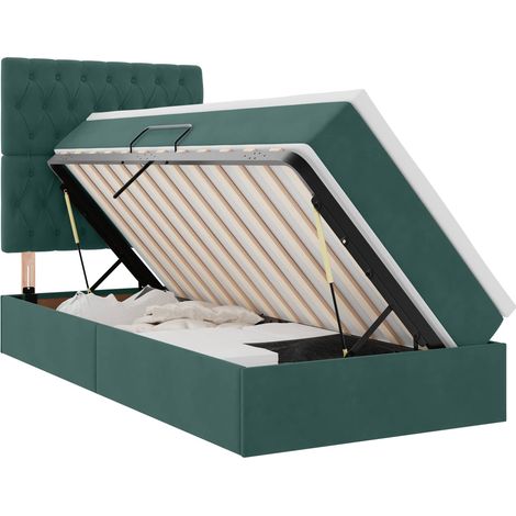 Maison Exclusive - Letto con contenitore e materasso Verde Scuro 90 x 200 cm