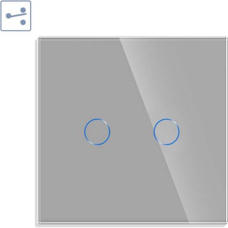 Conmutador táctil doble KOOB frontal cristal gris (1/4)