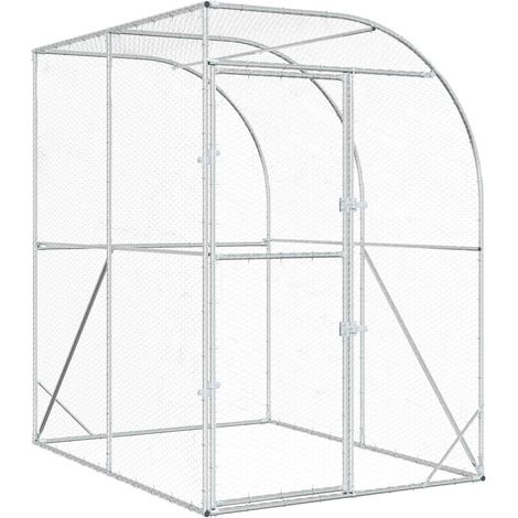 Hühnerunterkunft Silber 200 x 200 x 215 cm Verzinkter Stahl vidaXL (1/5)