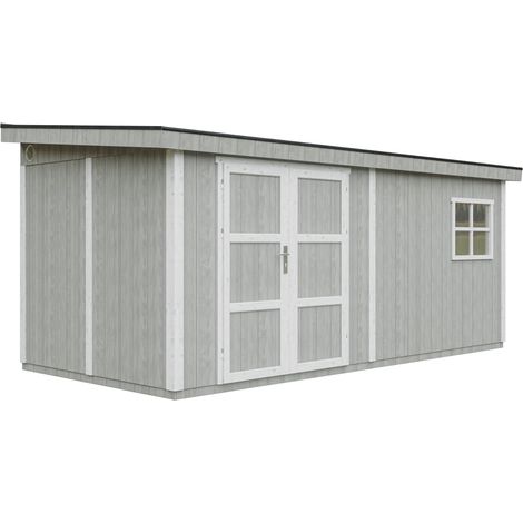 Gartenhaus Premium Qualität 11,47 m² - H231x248x530 cm – Timbela M940-TUNDRA GREY (1/5)