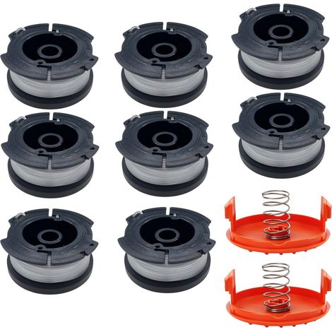 Bobine fil coupe bordure fil de rechange WA0010 compatible pour Worx débroussailleuse WG150 WG155 WG160 WG165 WG170 Ø 1,65mm longueur 3m - Lot 8 bobines + 2 couvercles (1/5)