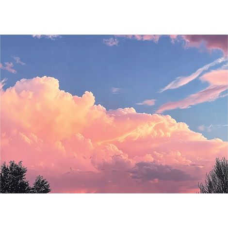 Papier peint enfant fille nuages 150x105 cm mural chambre enfant petit format (1/5)